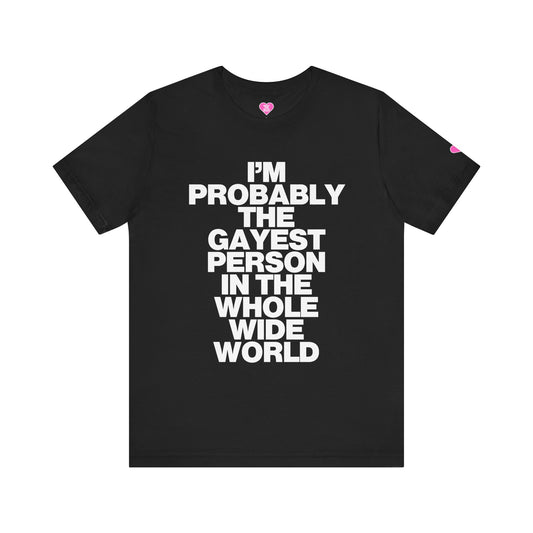 I'M PROBABLY THE GAYEST PERSON IN THE WHOLE WIDE WORLD T-SHIRT